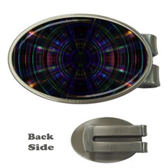 Psychic Color Circle Abstract Dark Rainbow Pattern Wallpaper Money Clips (oval) 