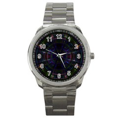 Psychic Color Circle Abstract Dark Rainbow Pattern Wallpaper Sport Metal Watch