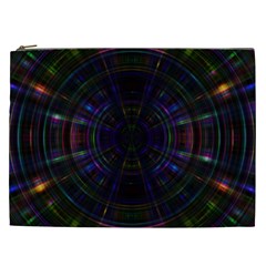 Psychic Color Circle Abstract Dark Rainbow Pattern Wallpaper Cosmetic Bag (xxl) 