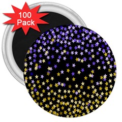 Space Star Light Gold Blue Beauty 3  Magnets (100 Pack)