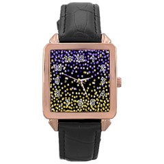 Space Star Light Gold Blue Beauty Rose Gold Leather Watch  by Mariart