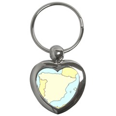 Spain Map Modern Key Chains (heart)  by Mariart