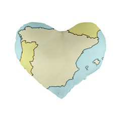 Spain Map Modern Standard 16  Premium Flano Heart Shape Cushions