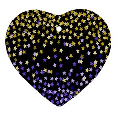 Space Star Light Gold Blue Beauty Black Heart Ornament (two Sides) by Mariart