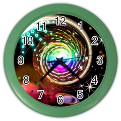 Space Star Planet Light Galaxy Moon Color Wall Clocks by Mariart