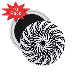 Spiral Leafy Black Floral Flower Star Hole 2 25  Magnets (10 Pack)  by Mariart