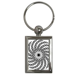 Spiral Leafy Black Floral Flower Star Hole Key Chains (rectangle)  by Mariart