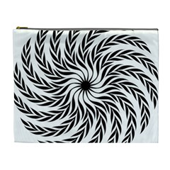 Spiral Leafy Black Floral Flower Star Hole Cosmetic Bag (xl)