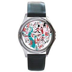 London Illustration City Round Metal Watch by Mariart