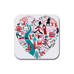 London Illustration City Rubber Square Coaster (4 Pack) 