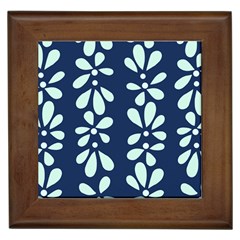 Star Flower Floral Blue Beauty Polka Framed Tiles