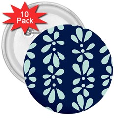 Star Flower Floral Blue Beauty Polka 3  Buttons (10 Pack)  by Mariart