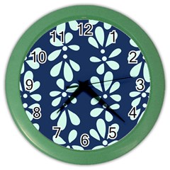 Star Flower Floral Blue Beauty Polka Color Wall Clocks