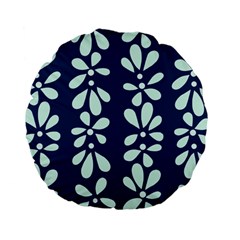 Star Flower Floral Blue Beauty Polka Standard 15  Premium Flano Round Cushions