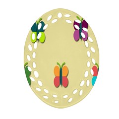 Spring Butterfly Wallpapers Beauty Cute Funny Oval Filigree Ornament (two Sides)