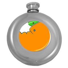 Star Line Orange Green Simple Beauty Cute Round Hip Flask (5 Oz)