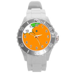 Star Line Orange Green Simple Beauty Cute Round Plastic Sport Watch (l) by Mariart