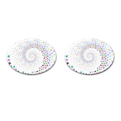 Prismatic Stars Whirlpool Circlr Rainbow Cufflinks (oval) by Mariart