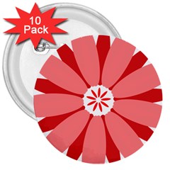 Sunflower Flower Floral Red 3  Buttons (10 Pack) 