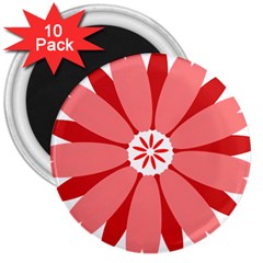 Sunflower Flower Floral Red 3  Magnets (10 Pack) 