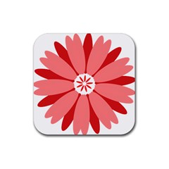 Sunflower Flower Floral Red Rubber Coaster (square) 