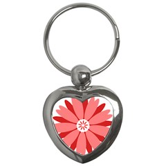 Sunflower Flower Floral Red Key Chains (heart)  by Mariart