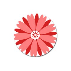 Sunflower Flower Floral Red Magnet 3  (round)