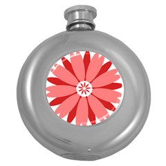 Sunflower Flower Floral Red Round Hip Flask (5 Oz) by Mariart