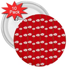 Sunflower Red Star Beauty Flower Floral 3  Buttons (10 Pack) 
