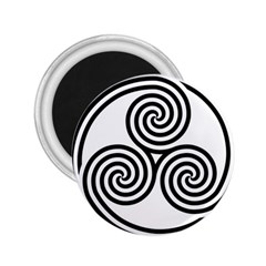 Triple Spiral Triskelion Black 2 25  Magnets by Mariart