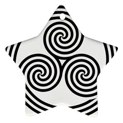 Triple Spiral Triskelion Black Ornament (star) by Mariart