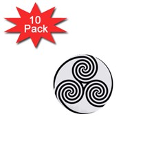 Triple Spiral Triskelion Black 1  Mini Buttons (10 Pack) 
