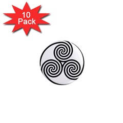 Triple Spiral Triskelion Black 1  Mini Magnet (10 Pack)  by Mariart