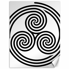 Triple Spiral Triskelion Black Canvas 36  X 48   by Mariart