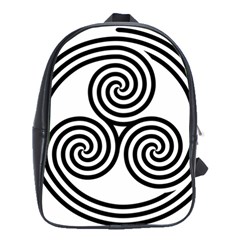 Triple Spiral Triskelion Black School Bag (large) by Mariart