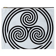 Triple Spiral Triskelion Black Cosmetic Bag (xxxl) 