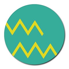 Waves Chevron Wave Green Yellow Sign Round Mousepads by Mariart