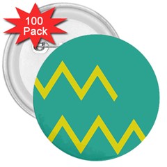 Waves Chevron Wave Green Yellow Sign 3  Buttons (100 Pack) 