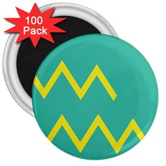 Waves Chevron Wave Green Yellow Sign 3  Magnets (100 Pack)