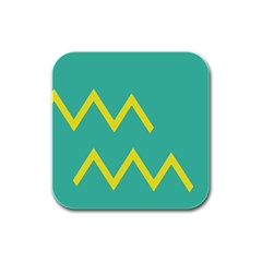Waves Chevron Wave Green Yellow Sign Rubber Square Coaster (4 Pack)  by Mariart