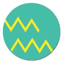 Waves Chevron Wave Green Yellow Sign Magnet 5  (round) by Mariart