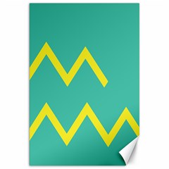 Waves Chevron Wave Green Yellow Sign Canvas 20  X 30  