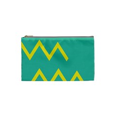 Waves Chevron Wave Green Yellow Sign Cosmetic Bag (small)  by Mariart