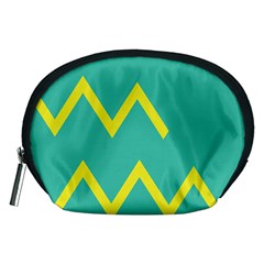 Waves Chevron Wave Green Yellow Sign Accessory Pouches (medium)  by Mariart