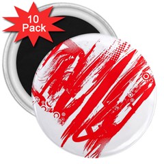 Valentines Day Heart Modern Red Polka 3  Magnets (10 Pack) 