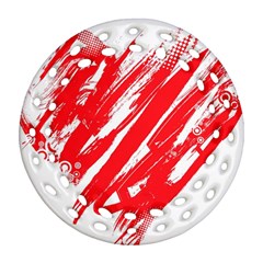 Valentines Day Heart Modern Red Polka Ornament (round Filigree)