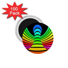 Twisted Motion Rainbow Colors Line Wave Chevron Waves 1 75  Magnets (100 Pack) 