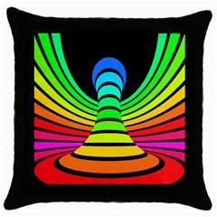 Twisted Motion Rainbow Colors Line Wave Chevron Waves Throw Pillow Case (black) by Mariart