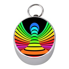 Twisted Motion Rainbow Colors Line Wave Chevron Waves Mini Silver Compasses by Mariart