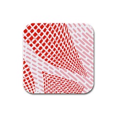 Waves Wave Learning Connection Polka Red Pink Chevron Rubber Square Coaster (4 Pack) 